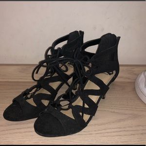 black laced heels